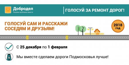 Ремонт дорог Подмосковья на 2018 год определяют жители на портале «Добродел» 